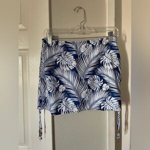 Nicole Miller Blue and White Tropical Bikini Skirt